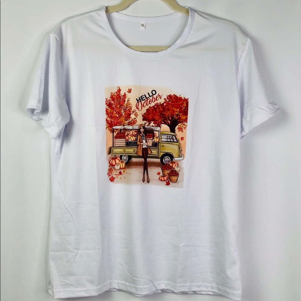 Hello October, Hello Fall women’s t-shirt, Thanksgiving tee
